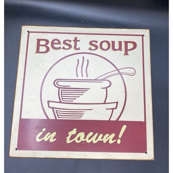 Diner Sign "Best Soup in Town!" 11.5" x 12" Vintage - Picture 7 of 7